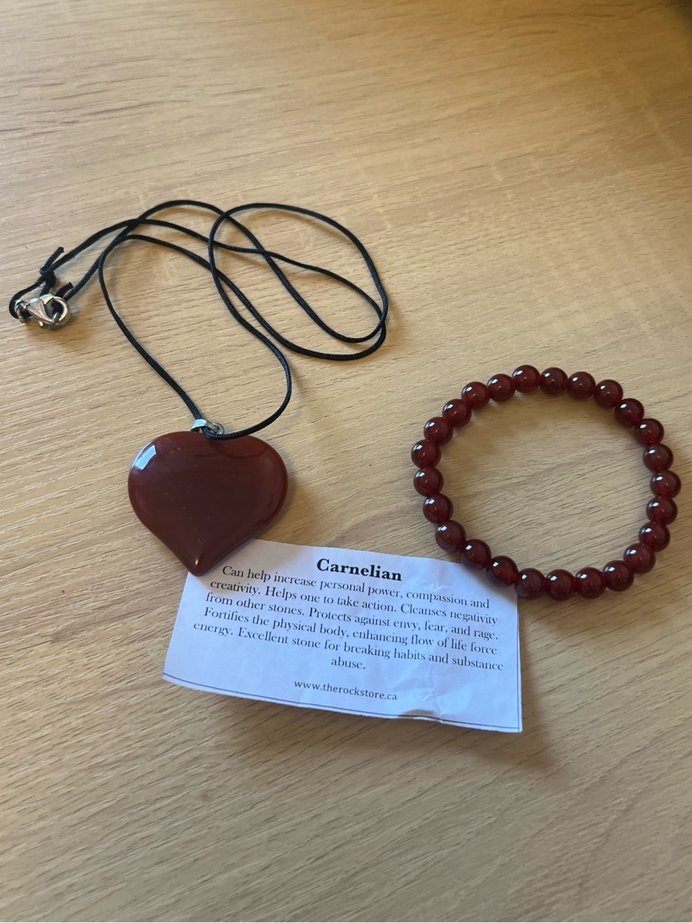 Carnelian Red Heart Pendant Necklace and Beaded Bracelet Set - The Rock Store